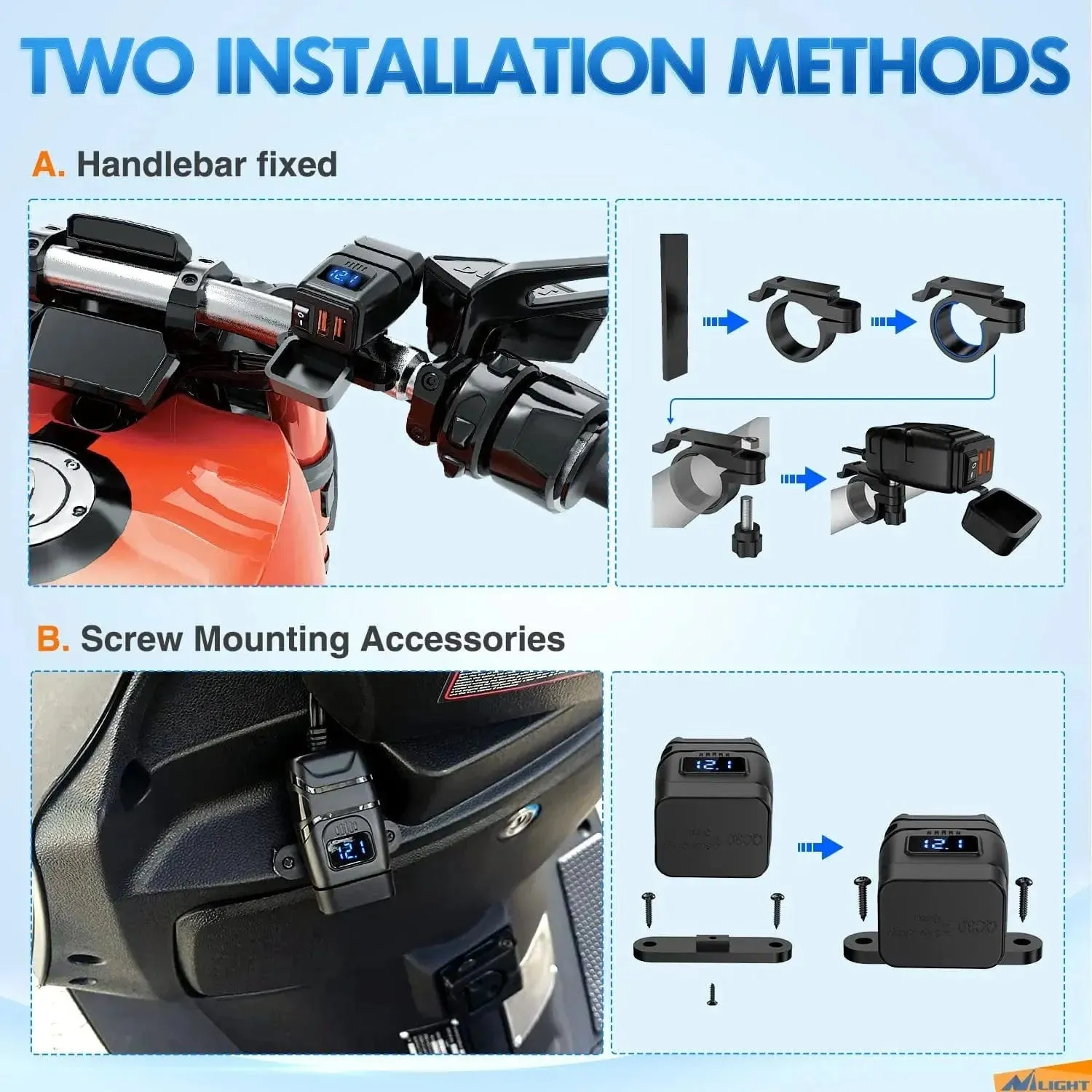 Motorcycle SAE to Dual USB Car Charger Adapter