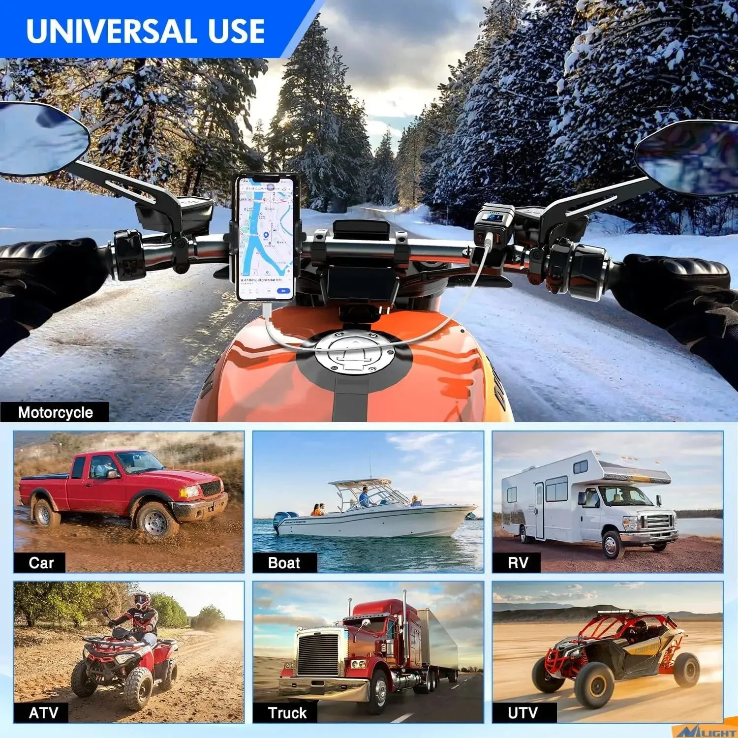 Motorcycle SAE to Dual USB Car Charger Adapter