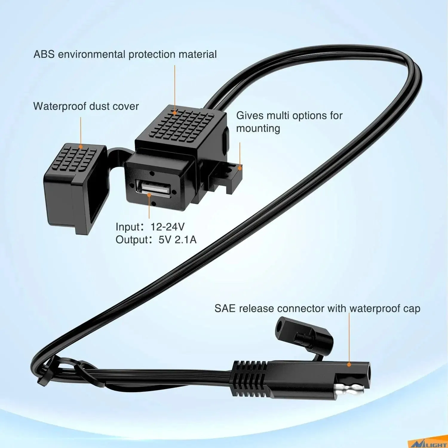Motorcycle USB Charger SAE to USB Adapter