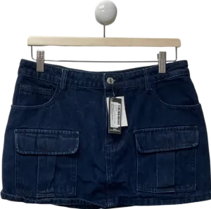 PrettyLittleThing Blue Shape Indigo Denim Low Rise Skirt UK 10