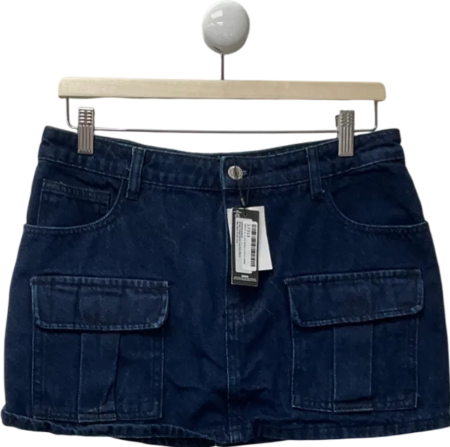 PrettyLittleThing Blue Shape Indigo Denim Low Rise Skirt UK 10